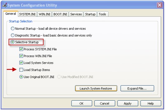 System Configuration Utility Window