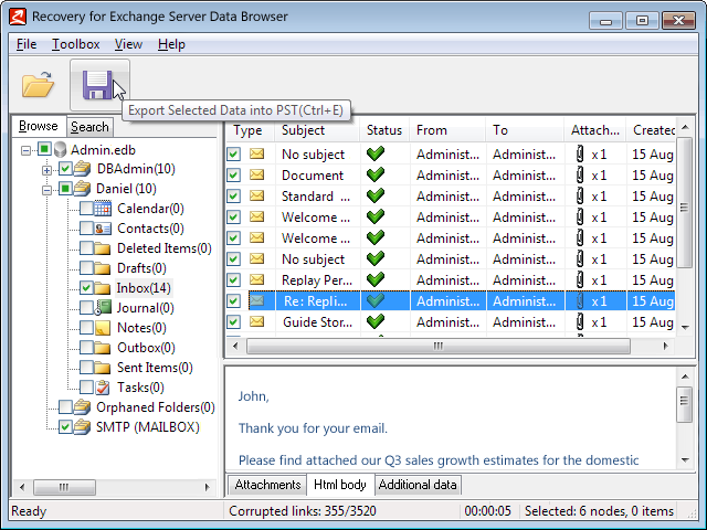 Recovery for Exchange Server