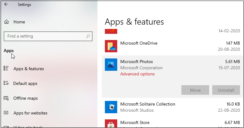 Fix Windows 10 not open JPG -Advanced options in Photos App