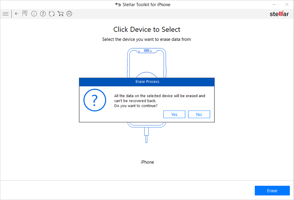 how to wipe data from iPhone- Select Erase for iPhone data wipe and iPhone erase process begin