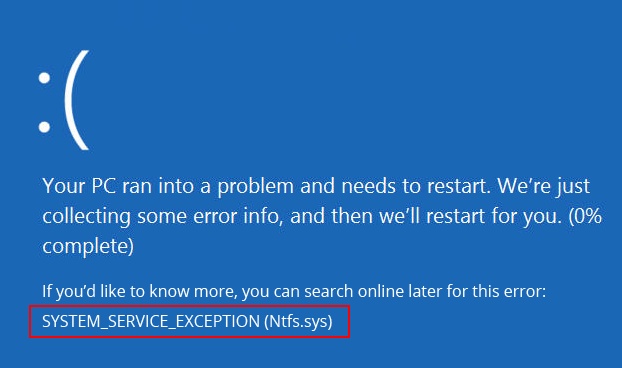 system-service-exception-ntfs.sys-error-windows-10