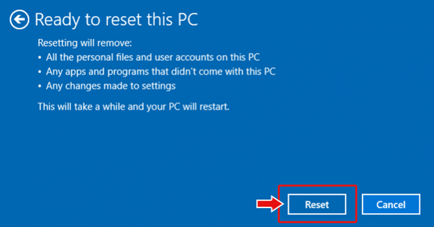 click-reset-and-then-continue