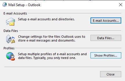 mail setup window