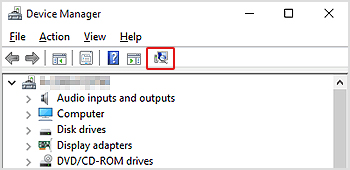 Fix Win 10 not recognize Canon -Scan for hardware changes button