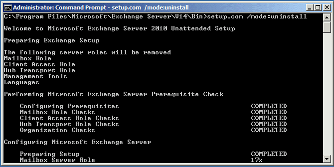 run exchange installation in recovery mode