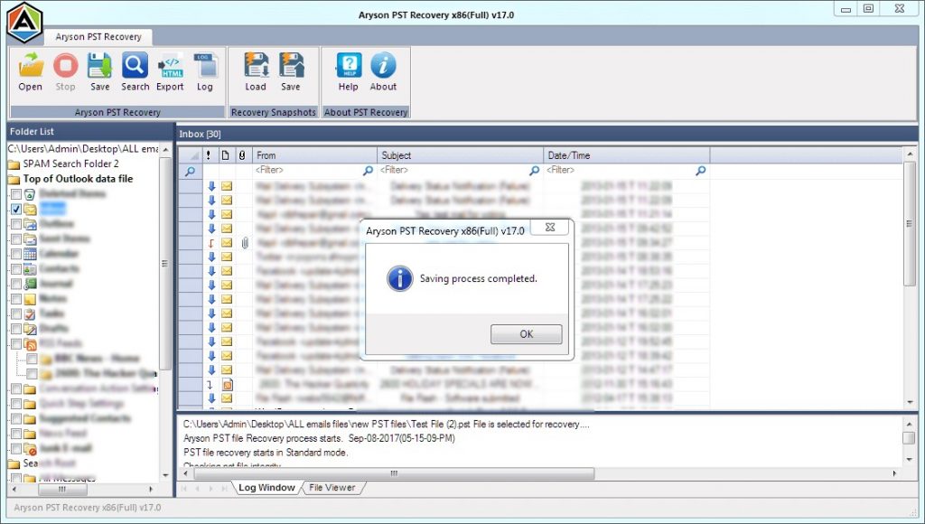 Using Aryson Outlook PST Repair software to repair PST file