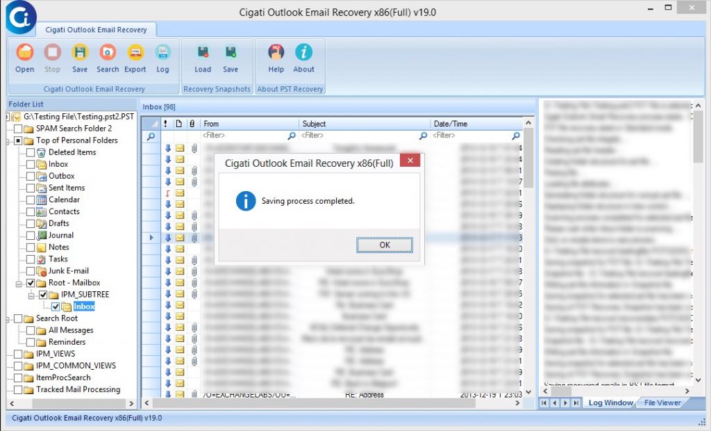 Using Cigati Outlook Email Recovery software to repair PST file