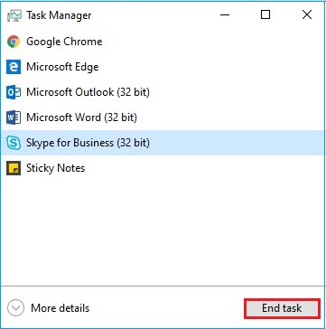 Select End task to close the programs