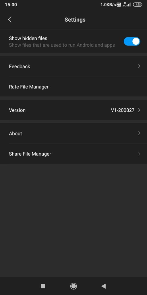 Show hidden files in Android Settings