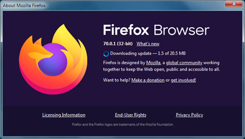 Firefox update window