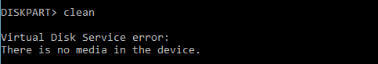 There is no media in the device error