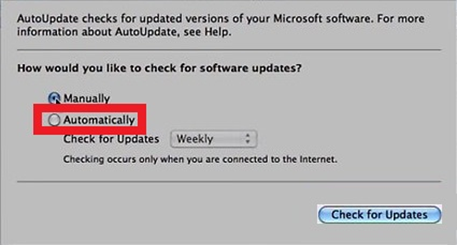 Setting up automatic updates in Outlook for Mac