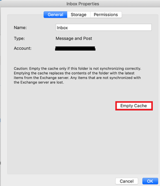 Empty Cache Option in Outlook for Mac