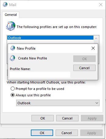 outlook new profile