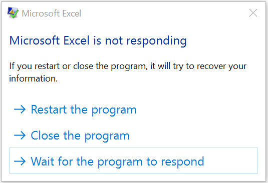 Microsoft Excel is not Responding 