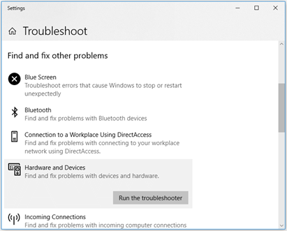 Run the troubleshooter option