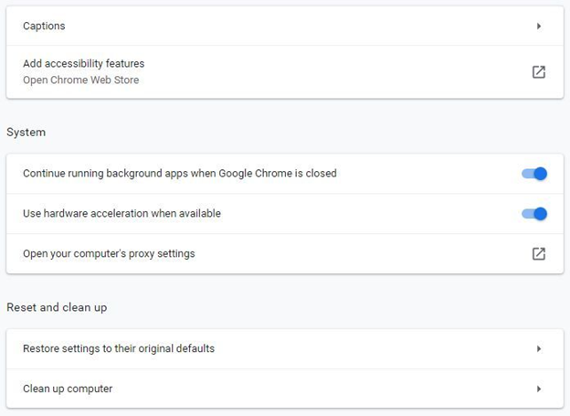 Disable hardware acceleration