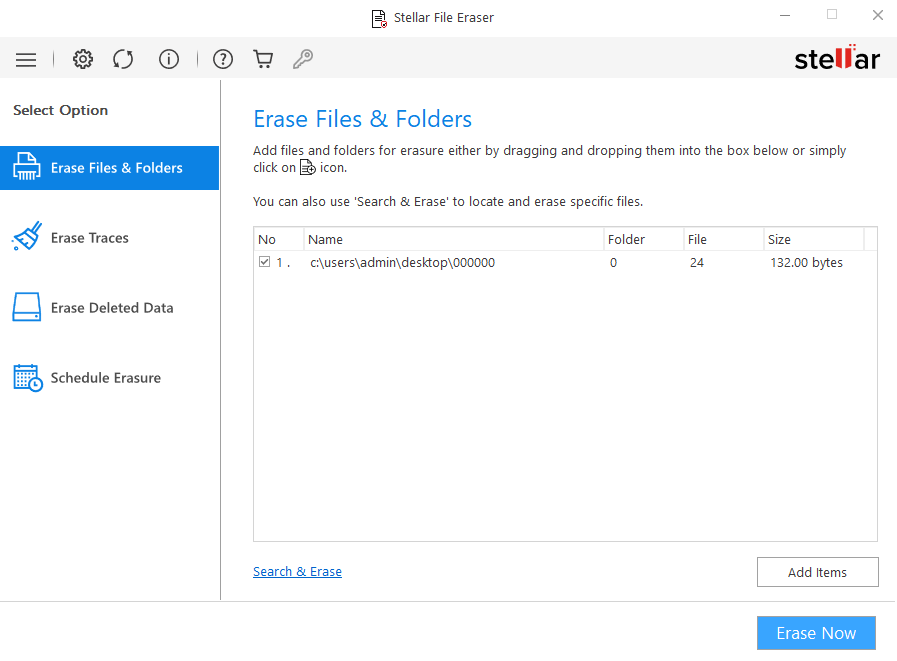 select Erase Files & Folders