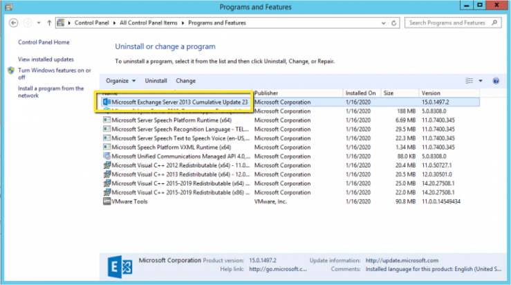 uninstall Exchange server