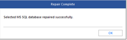 Repaired SQL database Saved Successfully