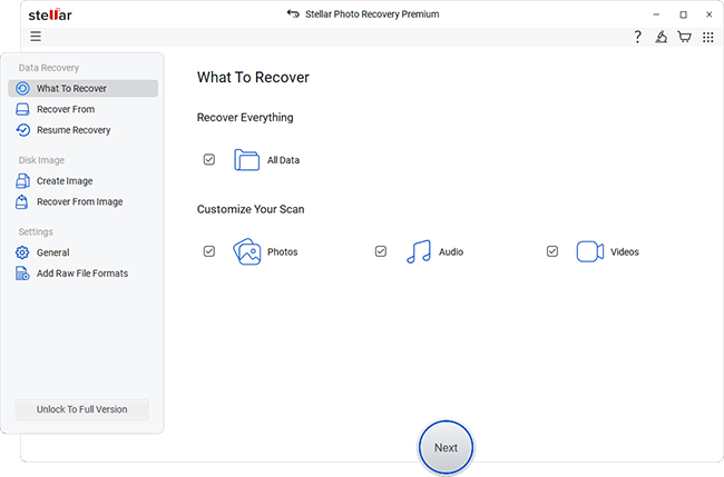 Select what to recover