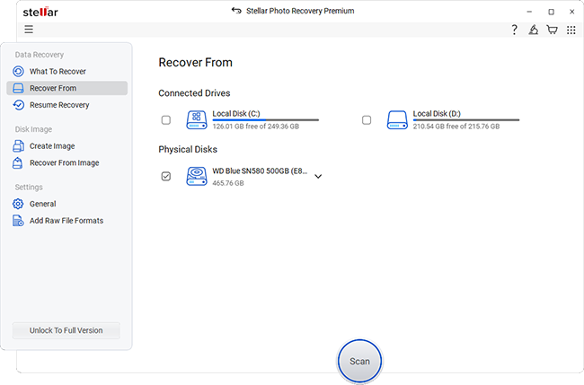 Select the types of files