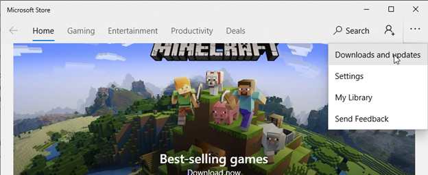 Download and updates in Microsoft Store