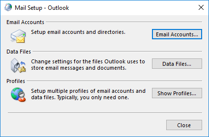 Show Profiles in Mail Setup window