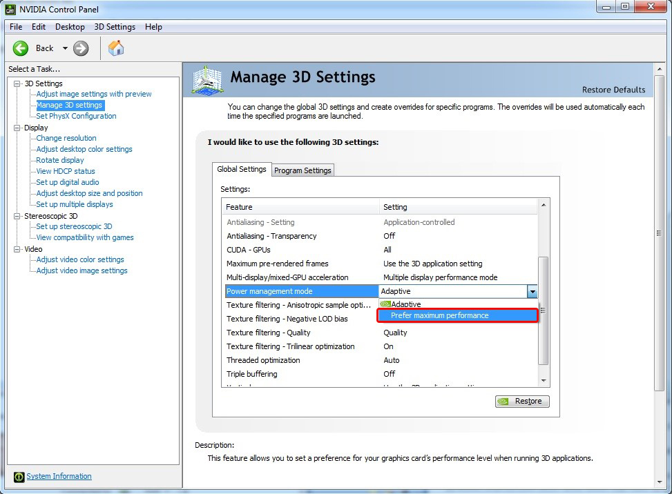 select-prefer-maximum-performance-from-power-management-mode