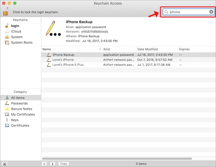 recover itunes password from  Keychain Access on Mac
