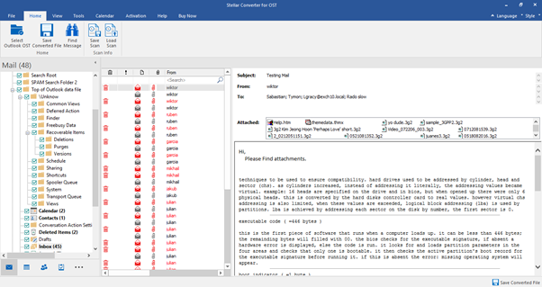 Stellar converter for OST file preview window