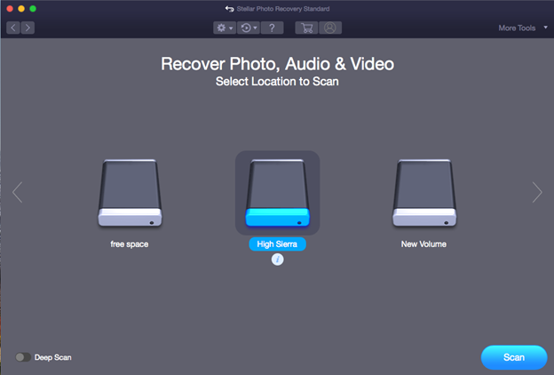 select mac drive to recover deleted photos in software