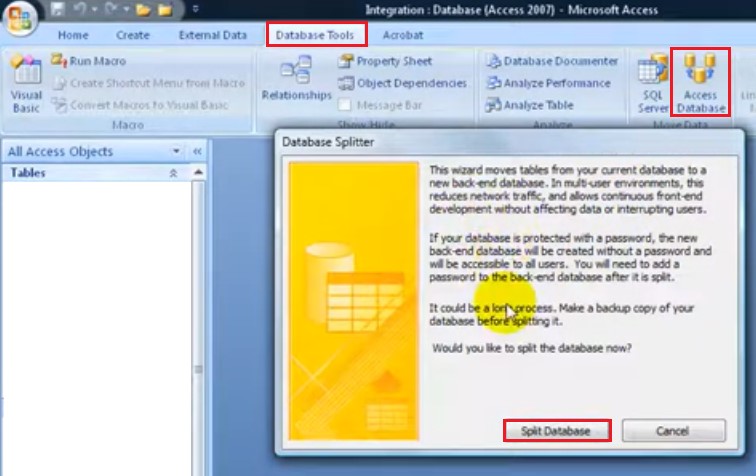 split Access 2007 database