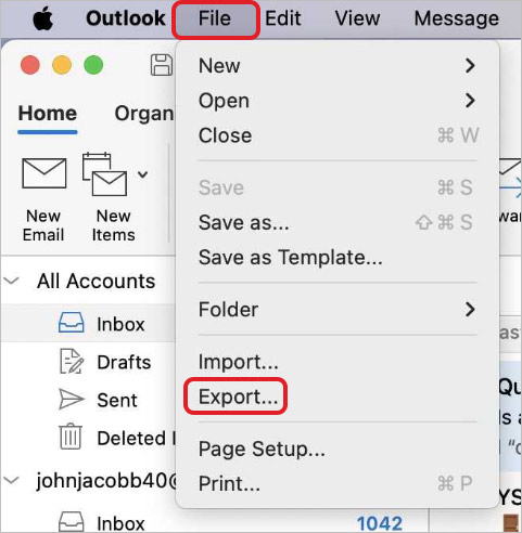 Click on file export 