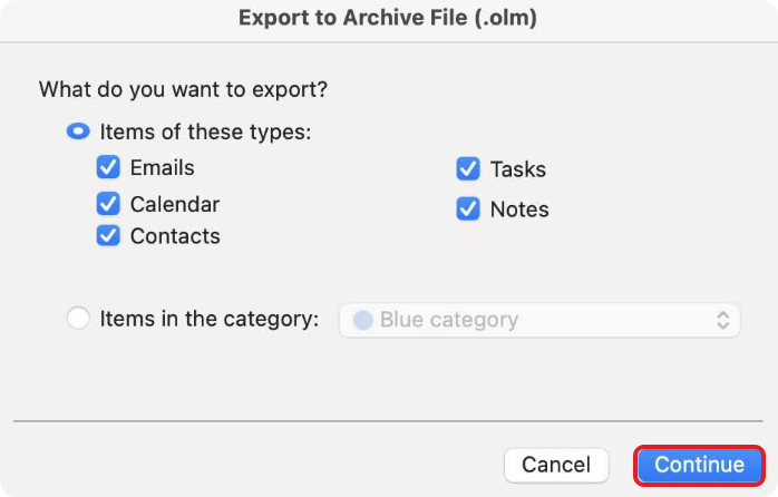 Export to Archive File