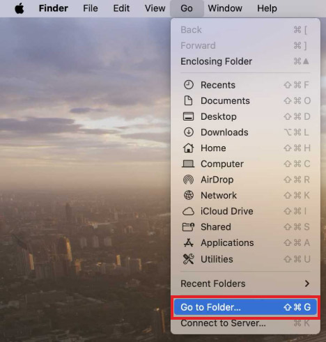 Select the Go to Folder option