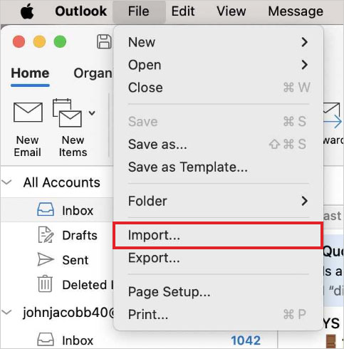 Click on file import 