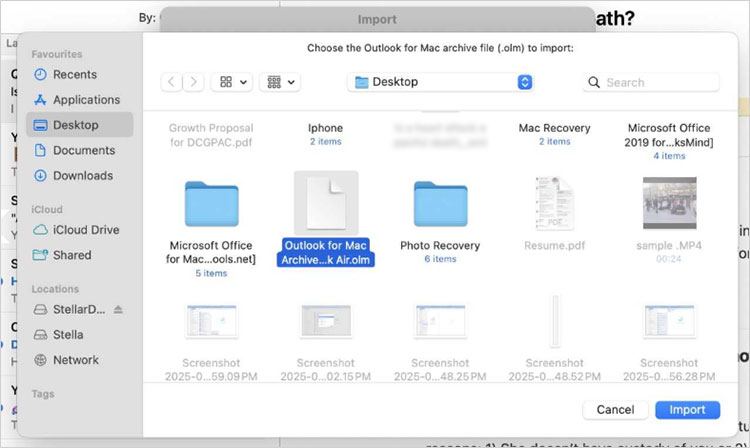 Click Import