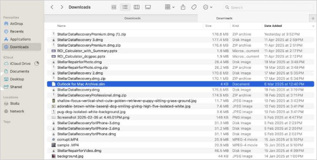 Go to the folder where your OLM file is located