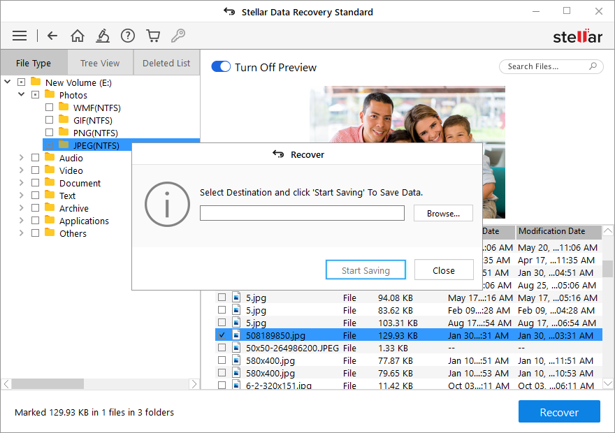 Select Destination and start saving data