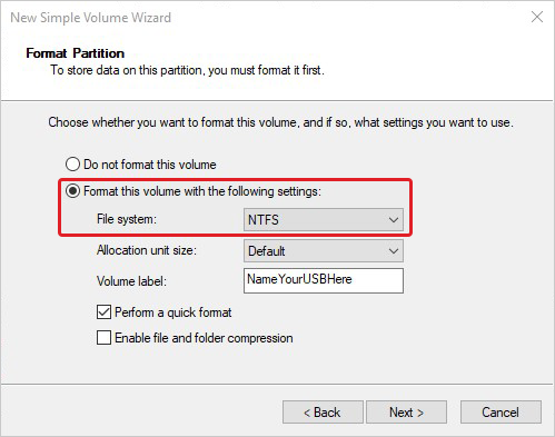 Format the Hard Drive with NTFS