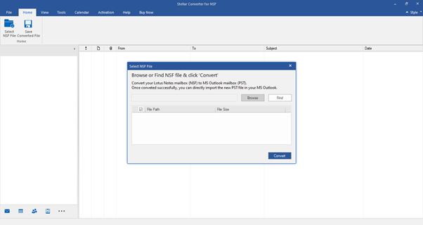 NSF file selection window in Stellar Converter for NSF