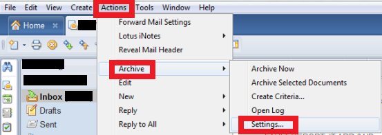 Lotus Notes Archive Settings