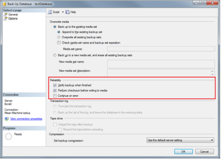 Reliability in SSMS