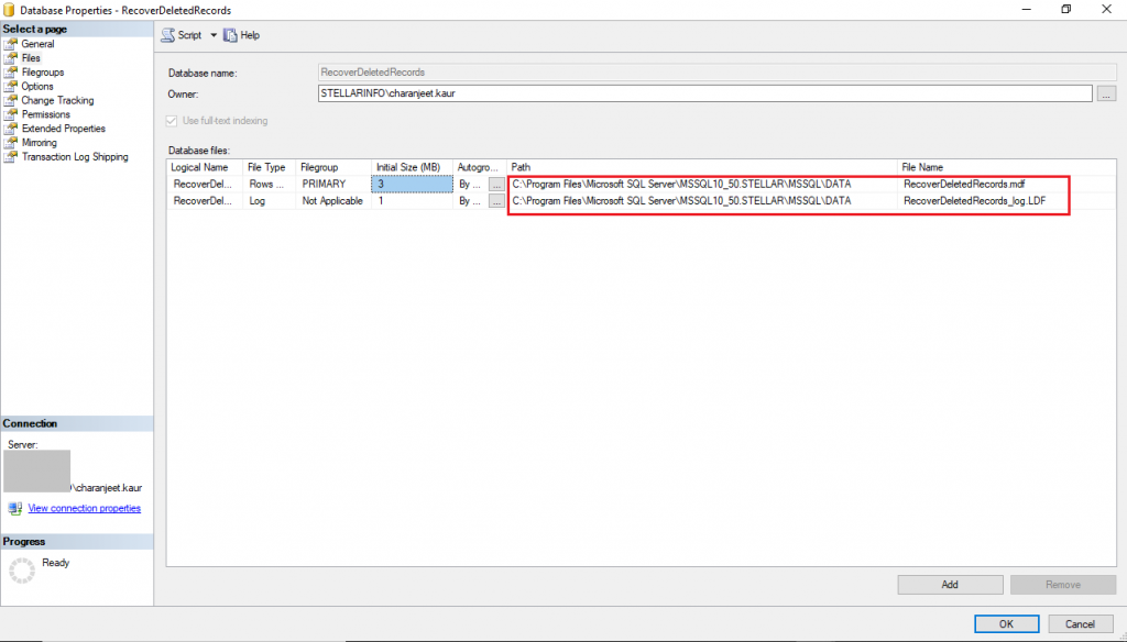 Check database Location in SSMS