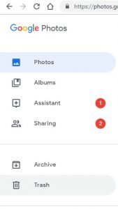 Figure: Trash folder in Google Photos