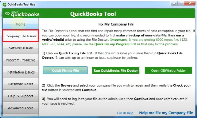 QuickBooks Tool to Fix Company File Issues