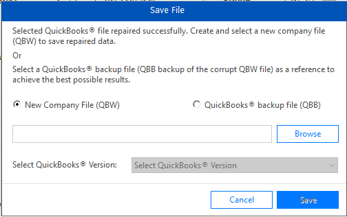 select a QuickBooks® backup file