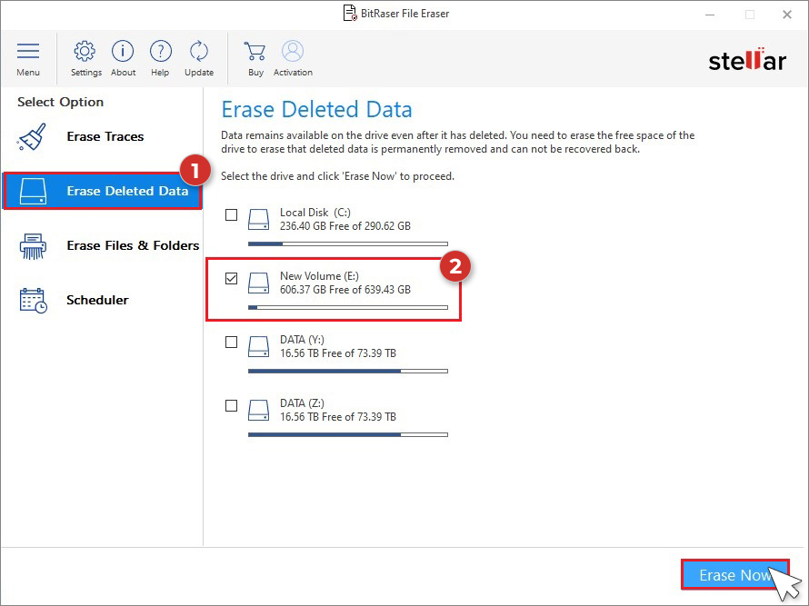 Select Erase Deleted Data