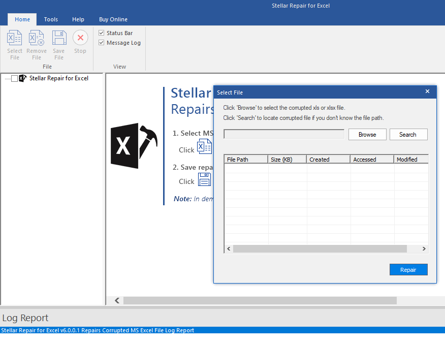 Select Corrupt Excel Workbook